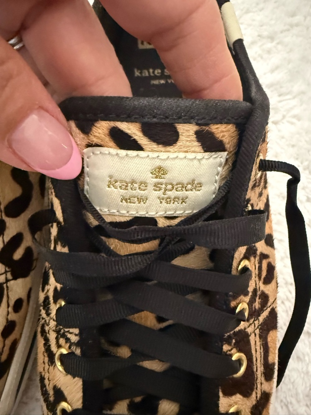 Kate Spade Keds Leopard Print Low-Top Sneakers in Tan and Black Size 7 - Picture 5 of 7